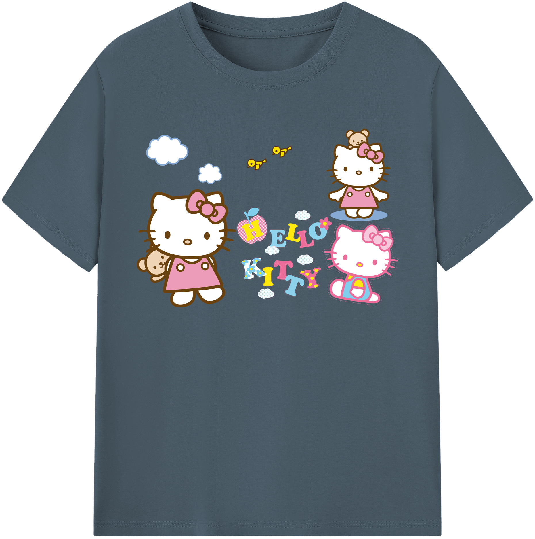 （画像用） Hello Kitty ハローキティ 綿100％半袖Tシャツ（フロントプリント）
